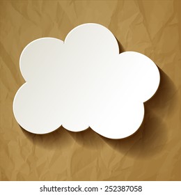 White Cloud in the center of crumpled paper brown