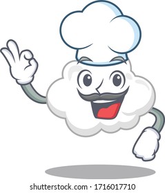 Diseño de caricaturas del chef White Cloud con sombrero blanco