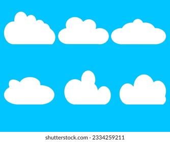 white cloud collection on blue background isolated vector illustration for illustration of graphic, logo, web, app, print