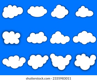 colección de nube blanca sobre fondo azul ilustración vectorial aislada para ilustración gráfica, logotipo, web, aplicación, impresión