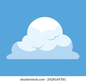 White cloud of colorful set. A beautifully crafted cloud takes center stage against a backdrop of vibrant blue, showcasing the artist's skillful design. Vector illustration.