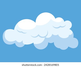 White cloud of colorful set. A charming cloud design takes center stage against a blue background, creating a captivating visual experience. Vector illustration.