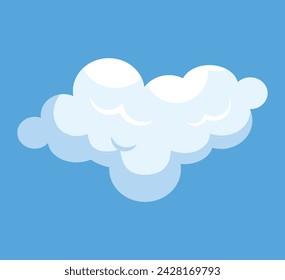 White cloud of colorful set. The illustration skillfully captures the essence of a fluffy cloud in a serene blue sky, showcasing intricate details and thoughtful design. Vector illustration.