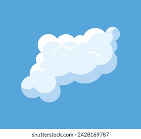 Weiße Wolke aus buntem Set. Mit einer perfekten Mischung aus Illustration und Design zeigt dieses Stück eine charmante Wolkenformation vor einem beruhigenden blauen Hintergrund. Vektorgrafik.