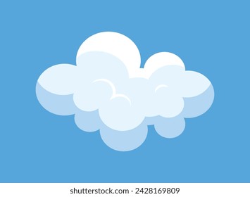 Nube blanca de conjunto colorido. Con una mezcla perfecta de elementos de ilustración y dibujos animados, esta pieza captura la esencia de una nube esponjosa flotando contra un cielo azul calmante. Ilustración vectorial.