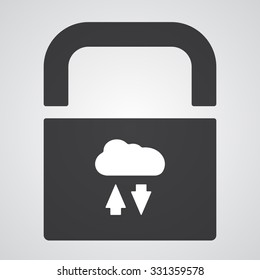 White Cloud Computing icon on black pad lock