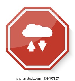 White Cloud Computing icon on red stop sign web app