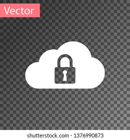 White Cloud computing lock icon isolated on transparent background. Security, safety, protection concept. Vector Illustration - Powered by Shutterstock - Get 15% off with code: PIKWIZARD15