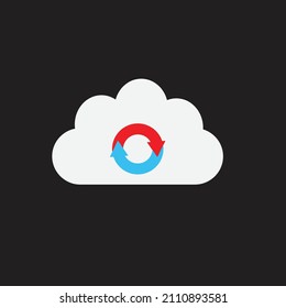 white Cloud Convert icon on black background