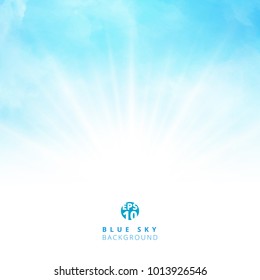 White cloud detail in blue sky with lighting blank copy space for your text. Vector illustration