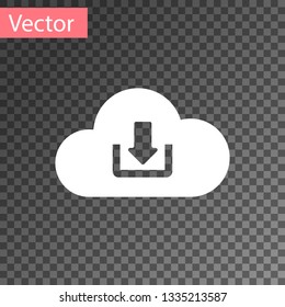 White Cloud download icon isolated on transparent background. Vector Illustration