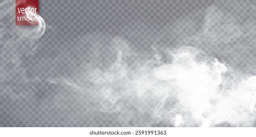 White cloud, fog, smog, haze, steam. Vector 10 EPS transparent background PNG