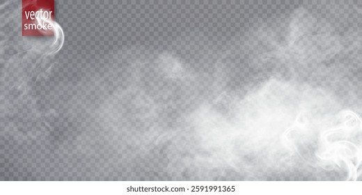 White cloud, fog, smog, haze, steam. Vector 10 EPS transparent background PNG