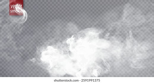 White cloud, fog, smog, haze, steam. Vector 10 EPS transparent background PNG