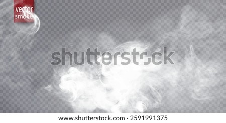 White cloud, fog, smog, haze, steam. Vector 10 EPS transparent background PNG
