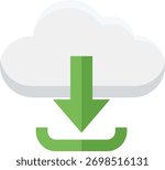 White cloud with green download arrow and tray icon data