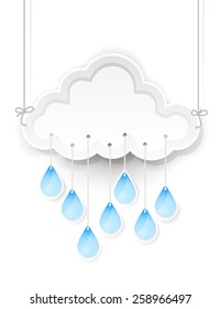 white cloud and hanging rain drops 