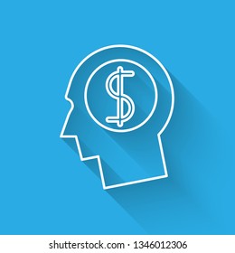 White Cloud icon isolated with long shadow. Vector Illustration