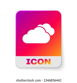 White Cloud icon isolated on white background. Rectangle color button. Vector Illustration