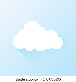 White cloud icon isolated on blue background flat design vector illustration.