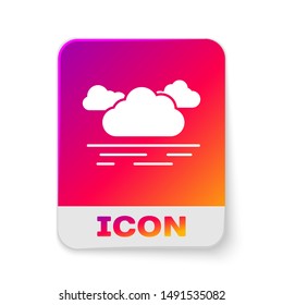 White Cloud icon isolated on white background. Rectangle color button. Vector Illustration