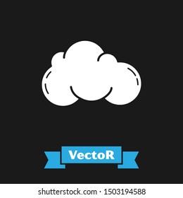 White Cloud icon isolated on black background.  Vector Illustration