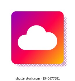 White Cloud icon isolated on white background. Square color button. Vector Illustration
