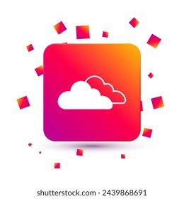 White Cloud icon isolated on white background. Square color button. Vector