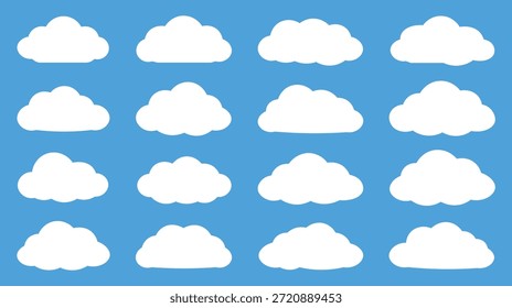 Icono de nube blanca conjunto Clima de cielo Ilustración de fondo de Vector plano