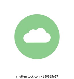 White cloud icon vector. Weather forecast. Green circle. Green button