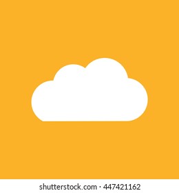 White cloud icon vector. Yellow background