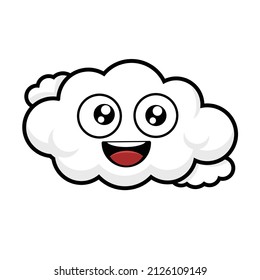 white cloud illustration with cartoon style and happy expression, depicting the sky, beautiful day, cheerful, cheerful, children