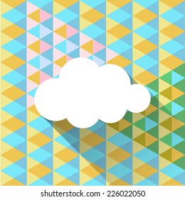 White cloud with long shadow on triangle background. 