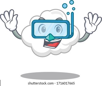 Design-Konzept des White Cloud-Maskottchens mit Tauchbrille