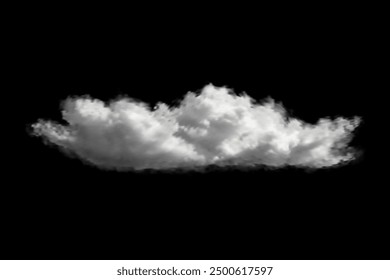 White cloud on black. A large horizontal cloud of vapor, gas, or smoke, translucent