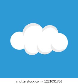 White cloud on a blue background icon. Illustrated icon, symbol or object. Cloud for cloudy weather or digital data storage.