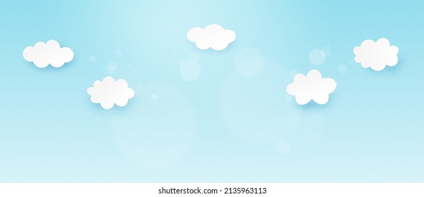 White cloud on blue sky background.Paper art vector illustration.