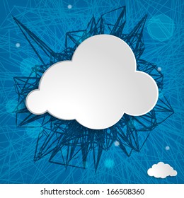 white cloud on a blue striped background