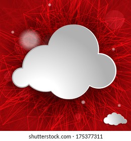 white cloud on a red striped background 