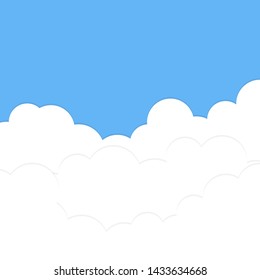 White cloud on top with blue sky background vector design illustration