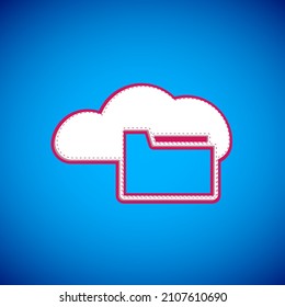 White Cloud or online library icon isolated on blue background. Internet education or distance training.  Vector