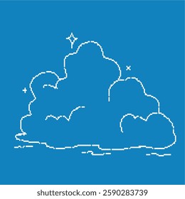 White cloud outline on a blue background, minimalist and clean design suitable for weather and nature themes.