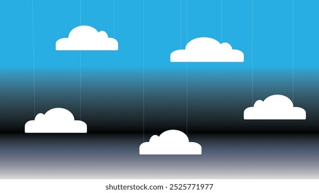 white cloud puppets lined up neatly