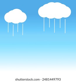 White cloud and rain on blue sky background vector.