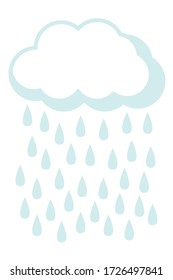 White cloud with rain. Vector illustration isolated on white background.