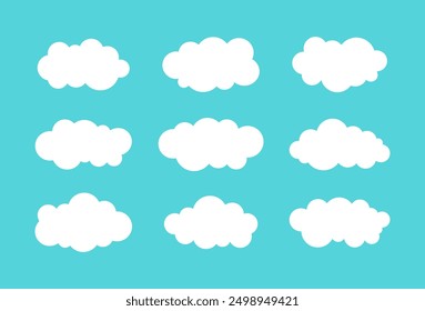 White Cloud Set On Blue Sky Background Vector