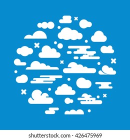 White cloud set on blue background