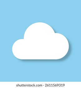 A white cloud with a shadow on a blue background. Vector illustration.