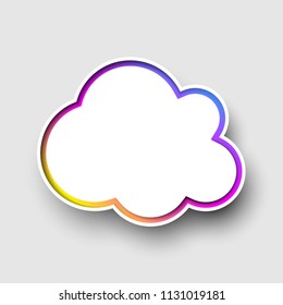 White cloud shape background template with colorful spectrum frame. Vector paper illustration.