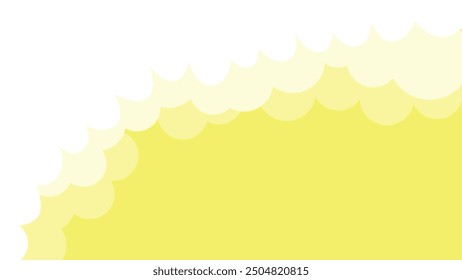 White cloud shapes bordering at the left top on yellow background. Simple and clean sky banner with place for text. Vector illustration suitable for various design projects